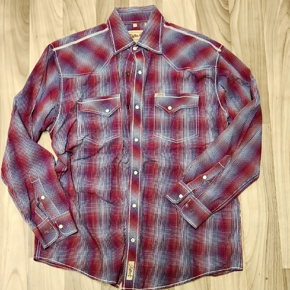 Rafter C Men's Red and Blue Plaid Western Shirt